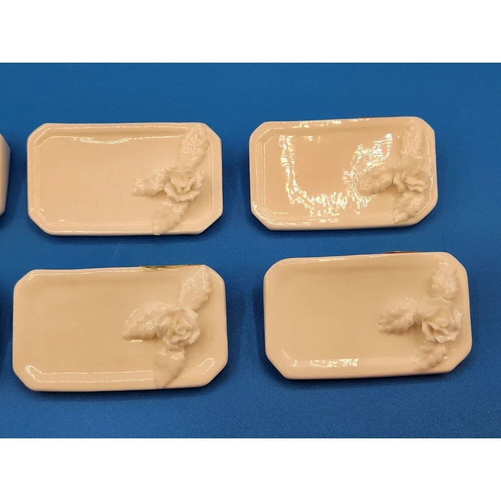 Vintage 1960s-1970s Shafford Taiwan Bone China Rose Place Card Holders, Set of 8
